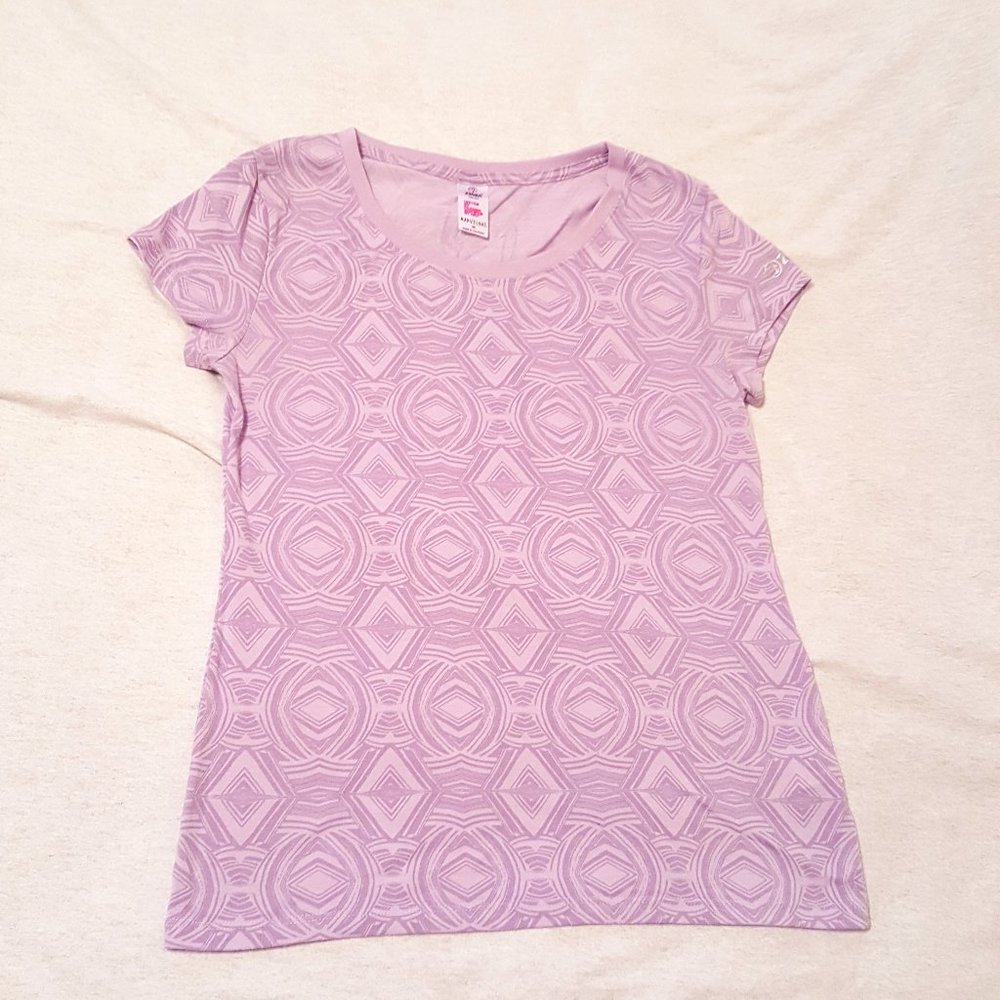 2/$20 Zumba Aztec Print Purple Pink Short Sleeve Shirt, Woman Medium